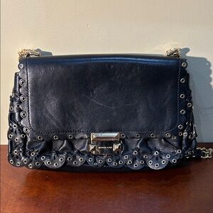 Michael Kors Black Eyelet Leather Shoulder Bag